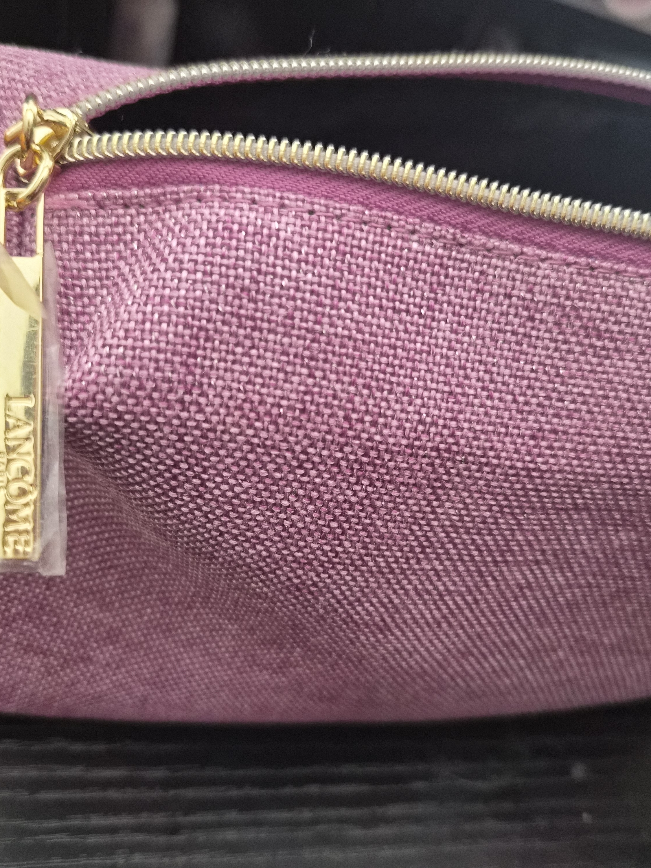 Lancome Pink Canvas Cosmetic Case With Gold Hardware
